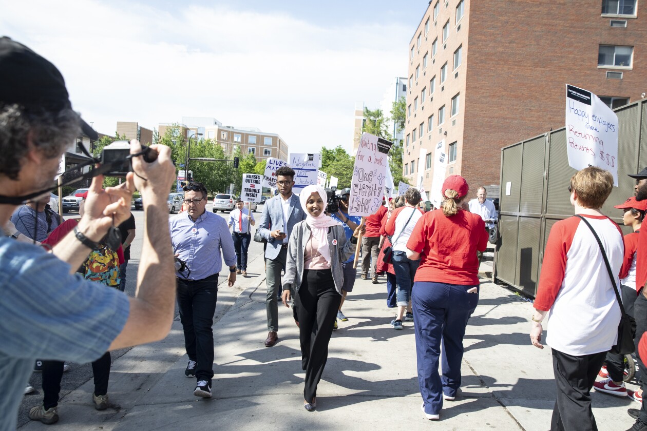 Ilhan Omar attends informational picket